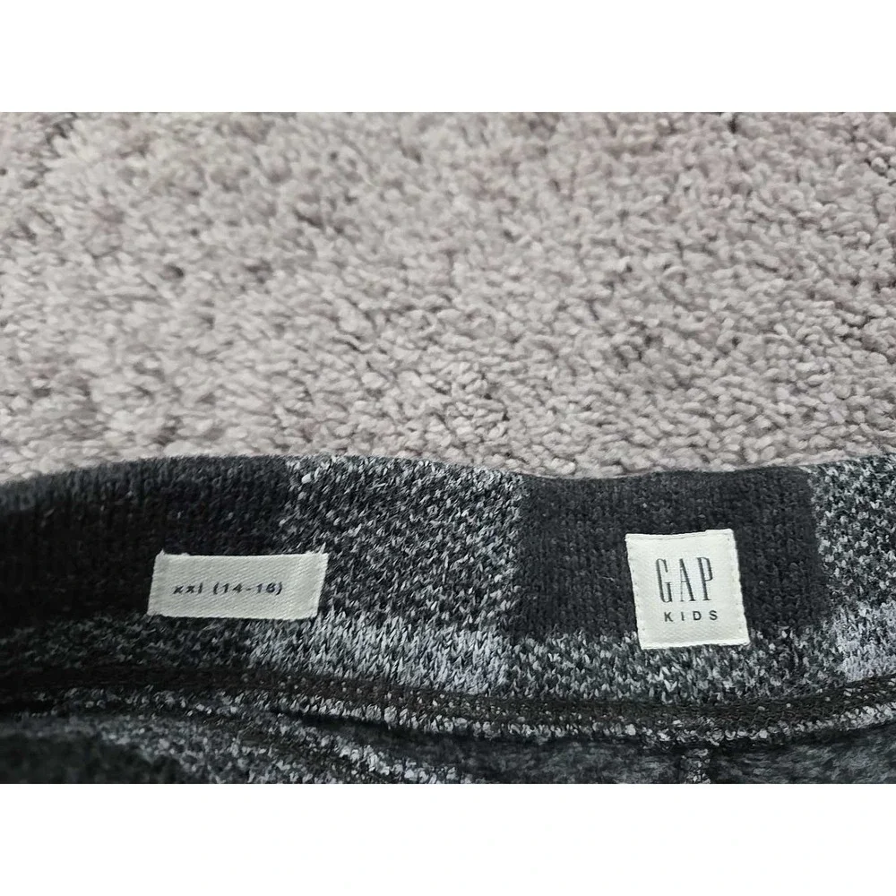 Gap Kids Pajama‎ Pants Youth Girls 14/16 Gray Plaid Pull On Knit Fleece Lounge